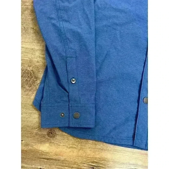 Tommy Bahama Island Zone Men's XL Button Snap Long Sleeve Polo Blue Pockets EUC - Picture 4 of 12